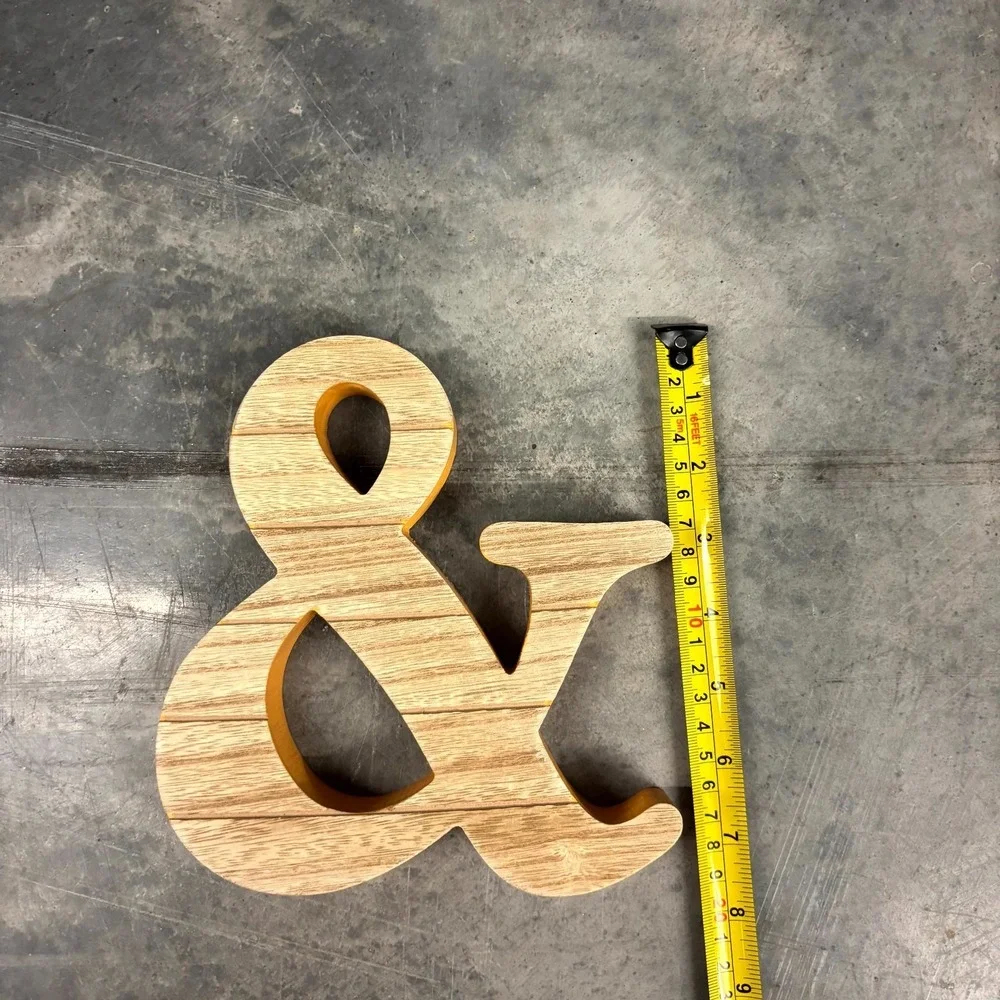 Rustic Wooden Ampersand Orange Sign Farmhouse Shelf Decor 